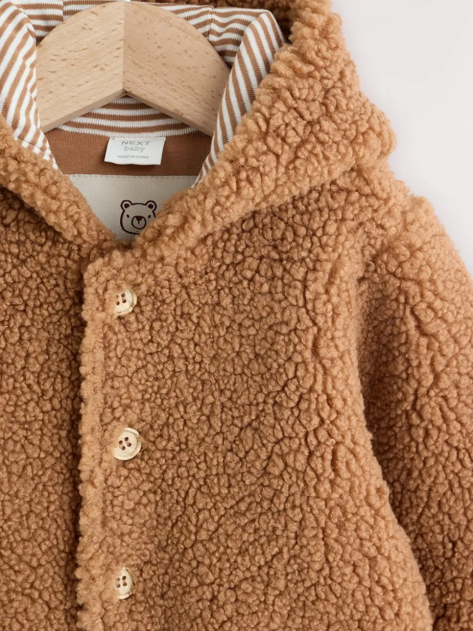 Marron - Combinaison bébé à capuche en peau de mouton