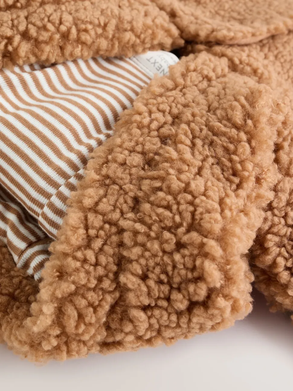 Marron - Combinaison bébé à capuche en peau de mouton