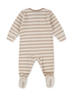 Marron - Combinaison de nuit Huggies à rayures marron à pieds zippés avec détails ours