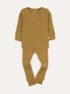 Marron - KIDLY By MORI pyjama stretch côtelé doux 100% coton