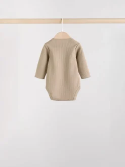 Marron - Lot de 5 bodies bébé à manches longues