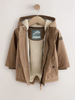 Marron - Parka imperméable doublée de borg (3mois-7ans)