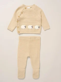 Marron - Rock-A-Bye Baby Boutique Ensemble cardigan et pantalon à pieds en maille véritable éléphant