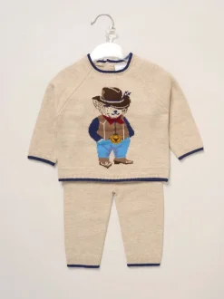 Marron - Rock-A-Bye Baby Boutique True Knit Cowboy Bear Pull et Pantalons Marron Ensemble