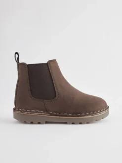 Marron chocolat - Bottines Chelsea en cuir doublées