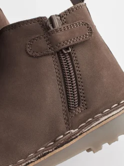 Marron chocolat - Bottines Chelsea en cuir doublées