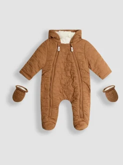 Marron dinosaure - Combinaison bébé matelassée JoJo Maman Bébé