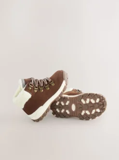 Marron en imitation peau de mouton - Bottines chaudes avec doublure Thinsulate™ style randonnée