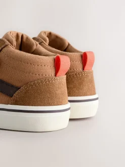 Marron fauve - Baskets hautes en daim à fermeture par contact