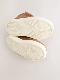 Marron fauve - Bottines avec fermeture scratch et doublure chaude