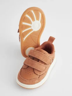 Marron fauve - Chaussures bébé Splash en cuir à fermeture scratch