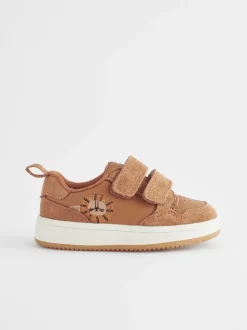 Marron fauve - Chaussures bébé Splash en cuir à fermeture scratch