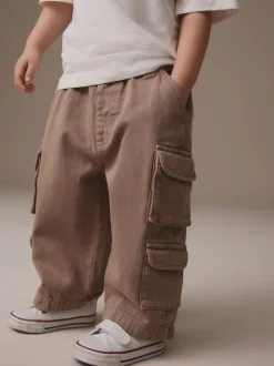Marron fauve - Jean pantalon cargo 100% coton (3mois-7ans)