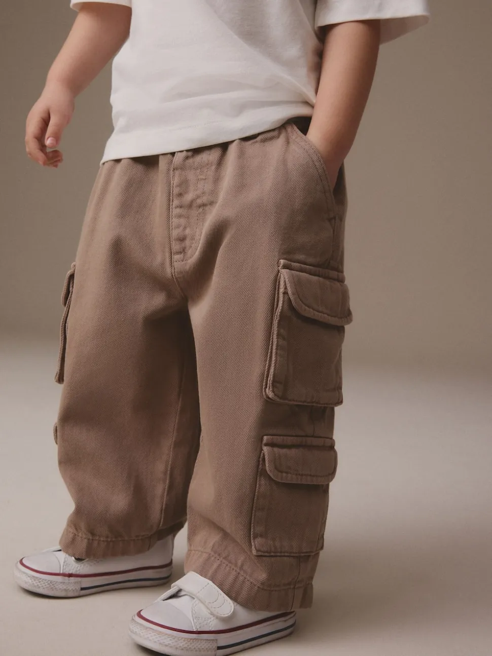 Marron fauve - Jean pantalon cargo 100% coton (3mois-7ans)