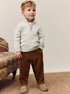 Marron fauve - Pantalon à enfiler en velours côtelé texturé (3mois7ans)