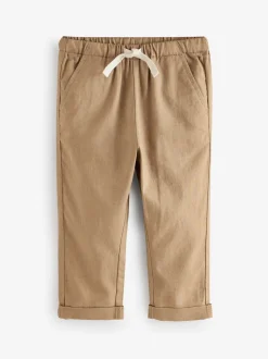 Marron fauve - Pantalon en lin Blend à enfiler (3mois-7ans)