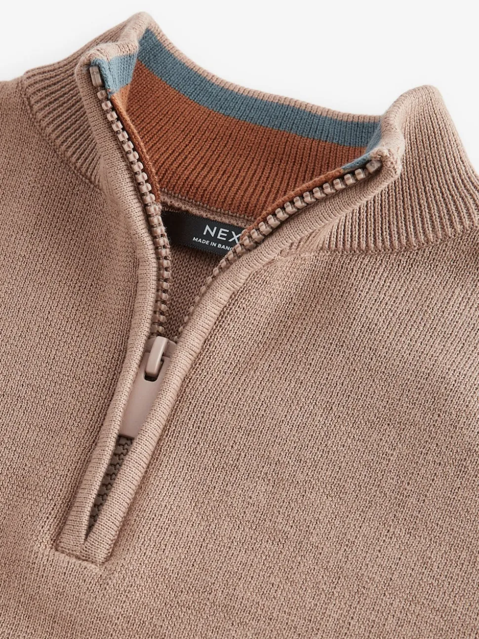 Marron fauve - Pull quart de zip (3-16ans)