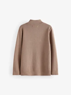 Marron fauve - Pull quart de zip (3-16ans)