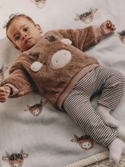 Marron Hamish - Ensemble sweat et legging bébé en polaire (0mois-2ans)