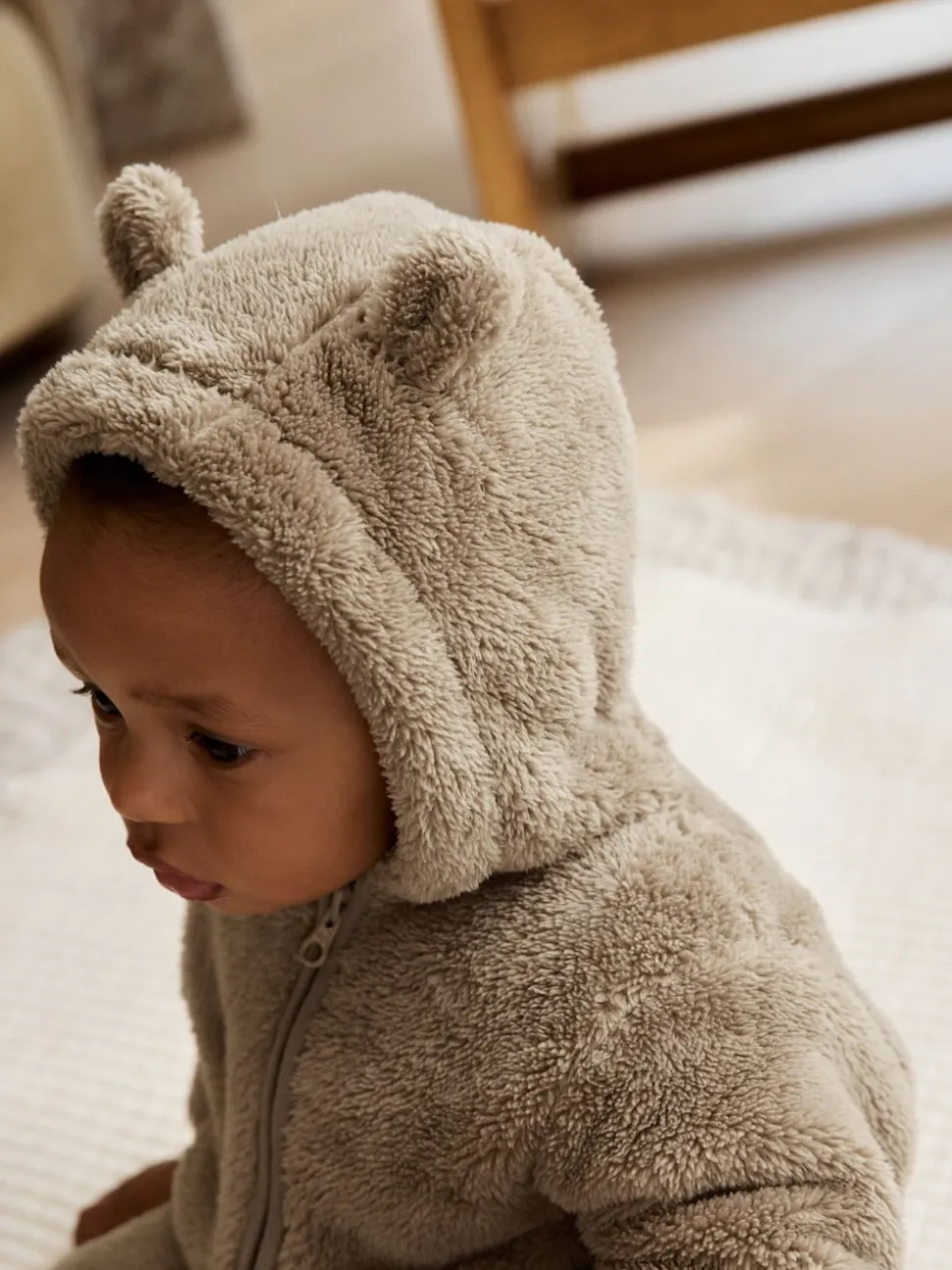 Marron mink - Combinaison bébé en polaire