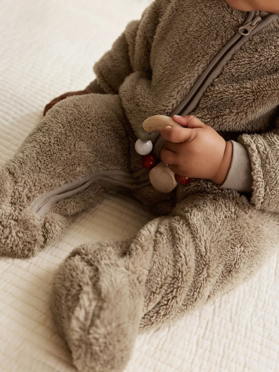 Marron mink - Combinaison bébé en polaire