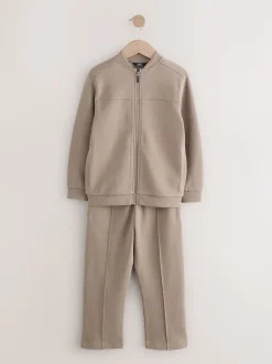 Marron mink - Ensemble veste bomber en jersey élégant et jogging (3-16ans)