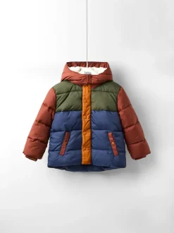 Marron Multicolore - Doudoune JoJo Maman Bébé à capuche doublée Borg