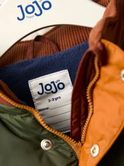 Marron Multicolore - Doudoune JoJo Maman Bébé à capuche doublée Borg