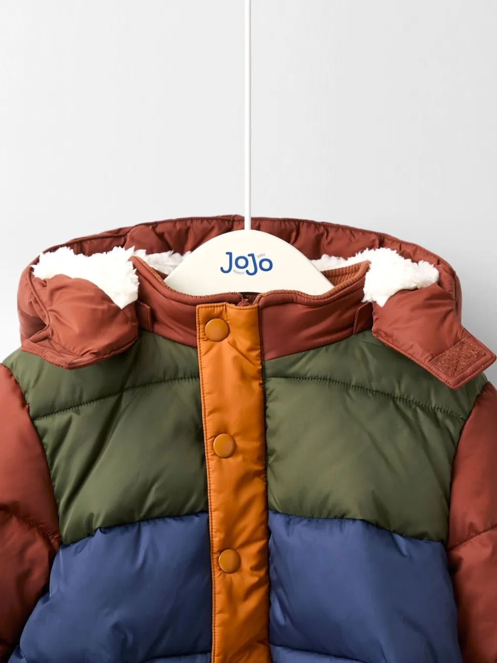 Marron Multicolore - Doudoune JoJo Maman Bébé à capuche doublée Borg