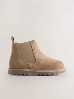 Marron neutre - Bottines Chelsea en daim