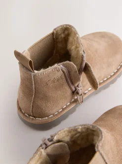 Marron neutre - Bottines Chelsea en daim