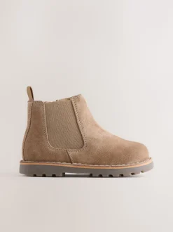Marron neutre - Bottines Chelsea en daim