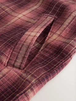 Marron rouille - Chemise zippée à carreaux et manches longues (3-16ans)