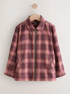 Marron rouille - Chemise zippée à carreaux et manches longues (3-16ans)