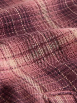 Marron rouille - Chemise zippée à carreaux et manches longues (3-16ans)