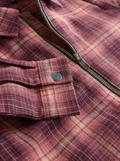 Marron rouille - Chemise zippée à carreaux et manches longues (3-16ans)