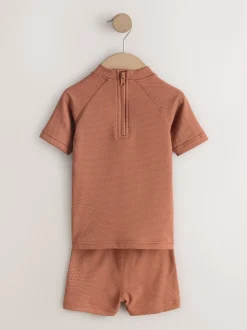 Marron rouille - Ensemble de bain texturé (3mois-7ans)