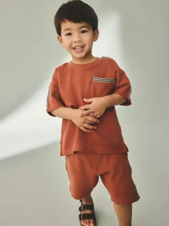 Marron rouille - Ensemble 100% coton texturé hauts de poche (3mois-7ans)