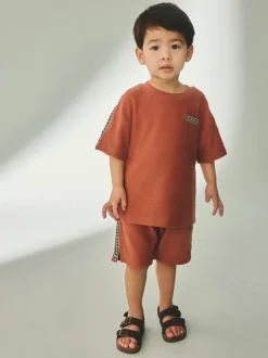 Marron rouille - Ensemble 100% coton texturé hauts de poche (3mois-7ans)