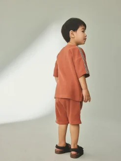 Marron rouille - Ensemble 100% coton texturé hauts de poche (3mois-7ans)