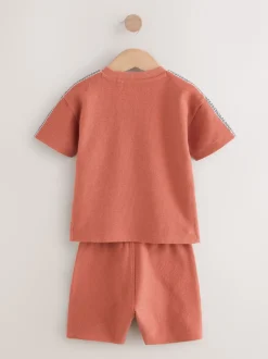 Marron rouille - Ensemble 100% coton texturé hauts de poche (3mois-7ans)