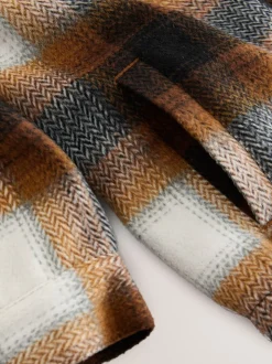 Marron rouille - Veste-chemise à carreaux à capuche doublée Borg (3-16ans)