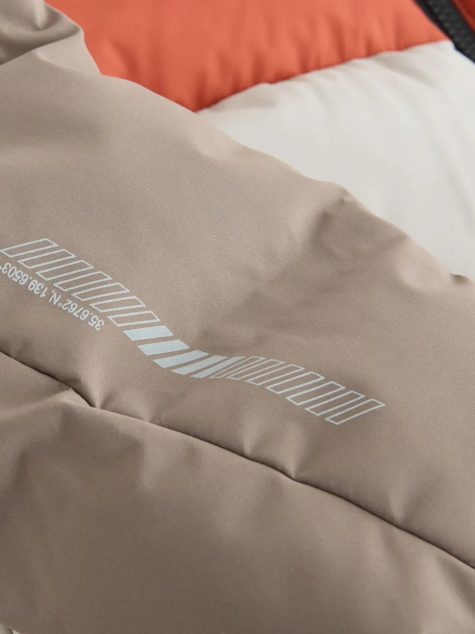 Marron rouille color block - Manteau rembourré doublé en micropolaire Résistant à la douche (3-17ans)