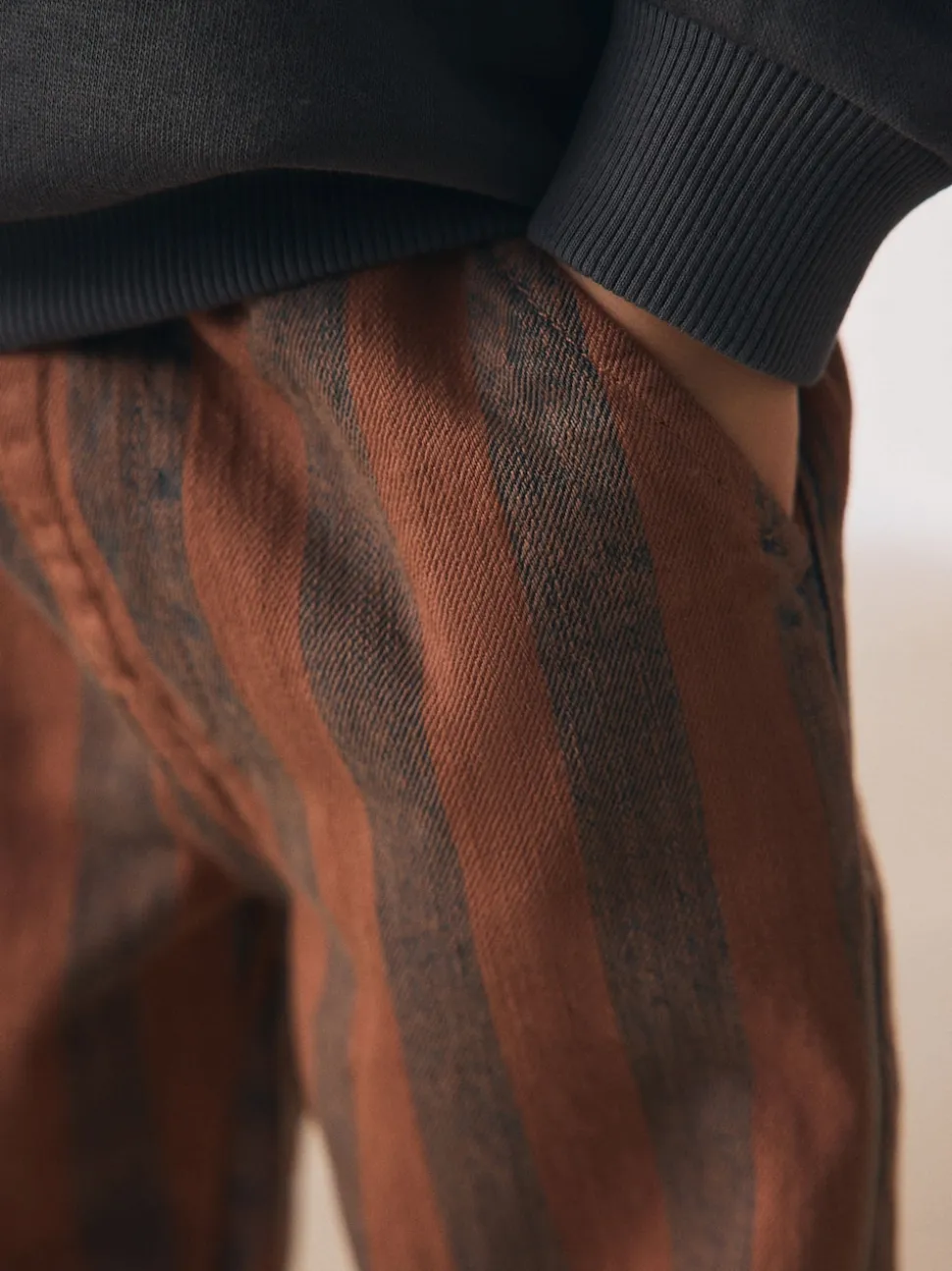 Marron rouille rayé - Pantalon large à enfiler (3mois-7ans)