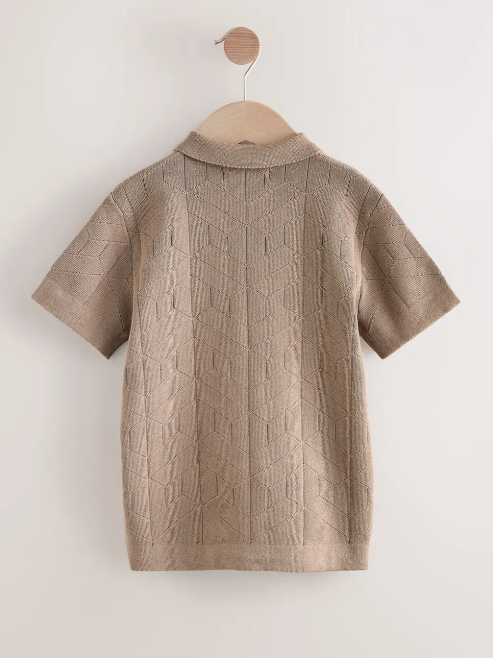 Marron taupe - Polos tricotés à col zippé (3-16yrs)