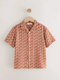 Marron/orange - Chemise imprimée Manches courtes (3-16ans)