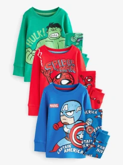 Marvel Rouge/Vert/Bleu - Lot de 3 pyjamas Snuggle (9mois-8ans)