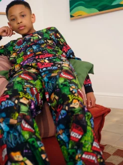 Minecraft noir/vert/rouge/jaune - Pyjama simple confortable en polaire sous licence (5-16ans)