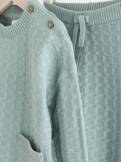 Minéral - Ensemble bébé pull et legging en tricot texturé 100 % coton (0mois -3ans)