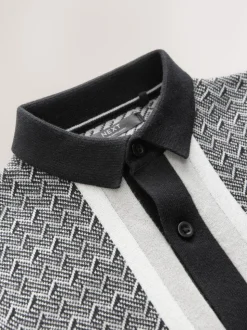 monochrome - Ensemble polo et short en maille géométrique à boutons (3-16ans)